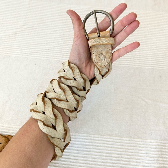 Abercrombie & Fitch Women's Cream and Tan Braided Leather Belt - Picture 10 of 11